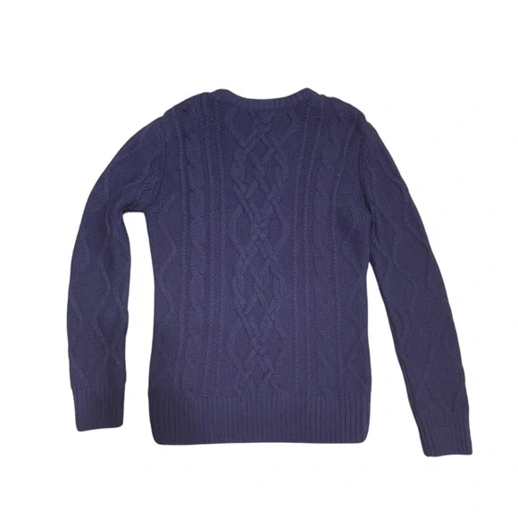 Boast Women's Chunky Fisherman Cable Wool Knit Crewneck Sweater Navy Size L - Picture 6 of 11